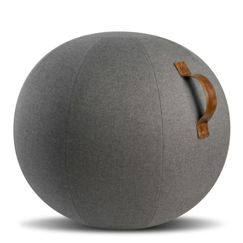 mörkgrå balansboll i tyg